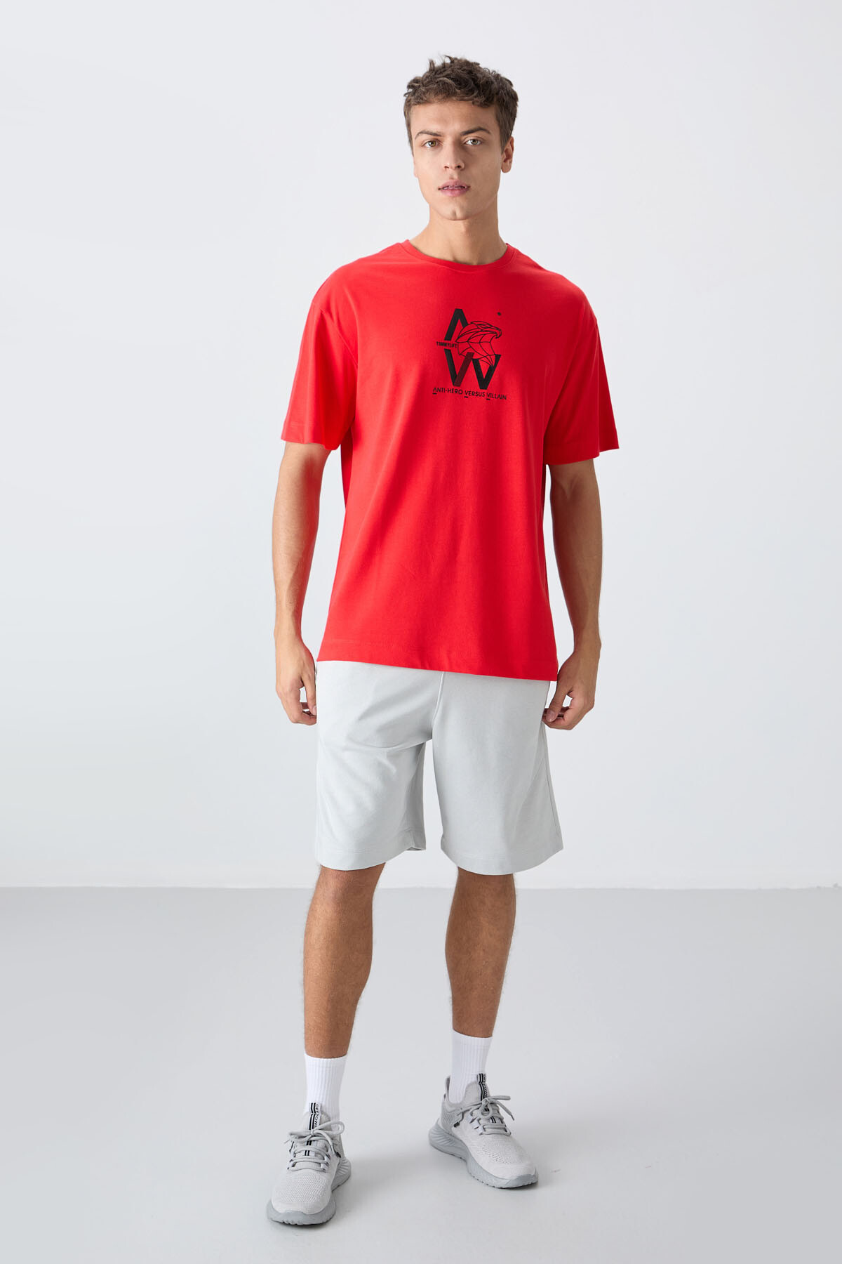 Fiesta Pamuklu Kalın Yumuşak Dokulu Oversize Fit Baskılı Erkek T-Shirt - 88332 - TOMMYLIFE (1)