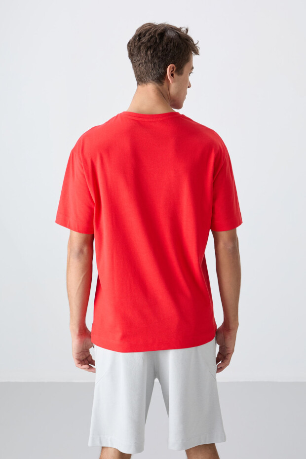 Fiesta Pamuklu Kalın Yumuşak Dokulu Oversize Fit Baskılı Erkek T-Shirt - 88332 - 5