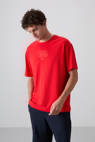 Fiesta Pamuklu Kalın Yumuşak Dokulu Oversize Fit Baskılı Erkek T-Shirt - 88333 