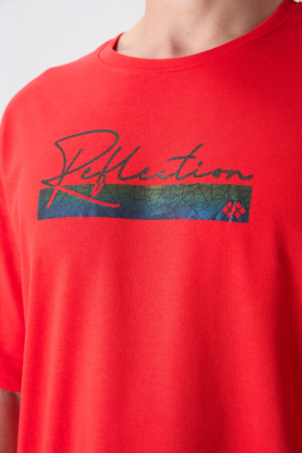 Fiesta Pamuklu Kalın Yumuşak Dokulu Oversize Fit Baskılı Erkek T-Shirt - 88334 - 3