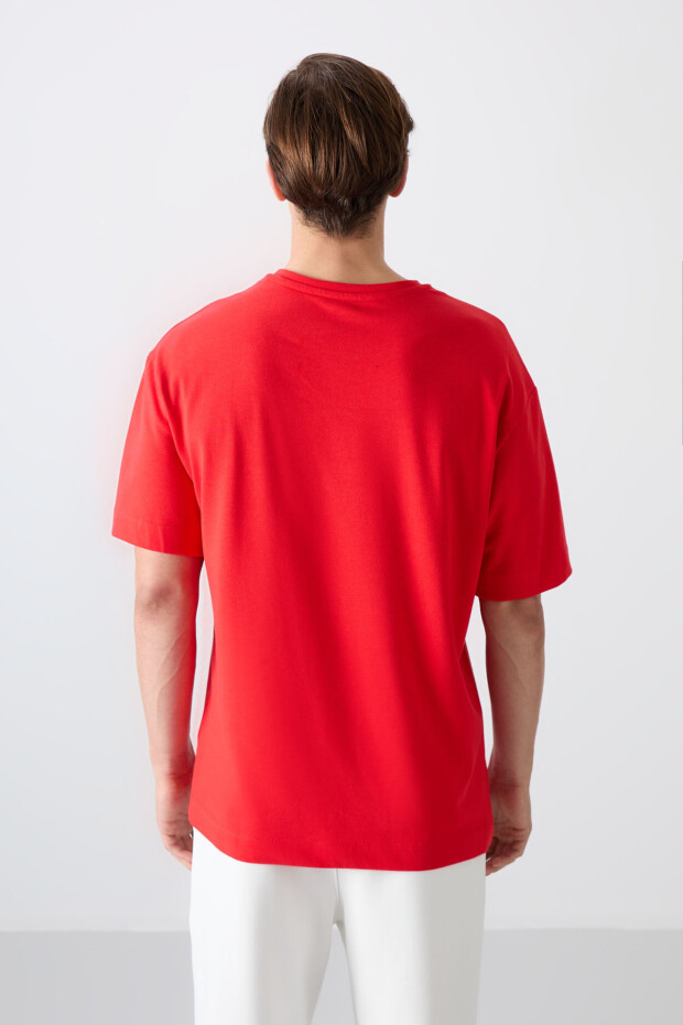 Fiesta Pamuklu Kalın Yumuşak Dokulu Oversize Fit Baskılı Erkek T-Shirt - 88334 - 5