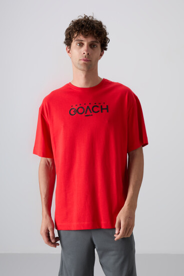 Fiesta Pamuklu Kalın Yumuşak Dokulu Oversize Fit Baskılı Erkek T-Shirt - 88329 
