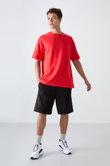 Fiesta Pamuklu Kalın Yumuşak Dokulu Oversize Fit Baskılı Erkek T-Shirt - 88324 - TOMMYLIFE (1)