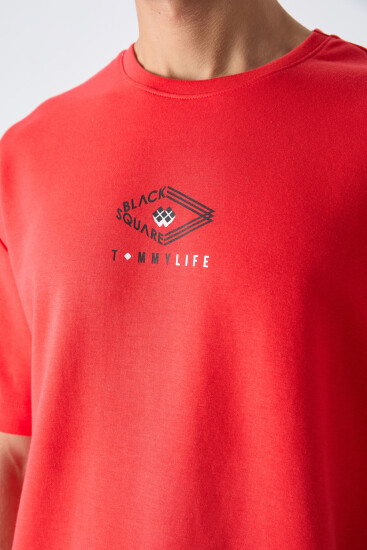 Fiesta Pamuklu Kalın Yumuşak Dokulu Oversize Fit Baskılı Erkek T-Shirt - 88325 - TOMMYLIFE (1)