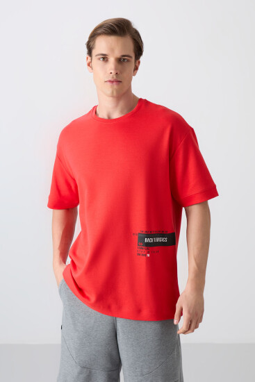 Fiesta Pamuklu Kalın Yumuşak Dokulu Oversize Fit Baskılı Erkek T-Shirt - 88322 