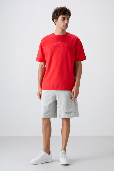 Fiesta Pamuklu Kalın Yumuşak Dokulu Oversize Fit Baskılı Erkek T-Shirt - 88320 - TOMMYLIFE (1)