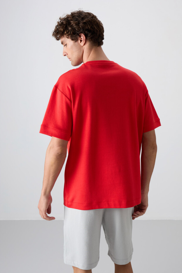 Fiesta Pamuklu Kalın Yumuşak Dokulu Oversize Fit Baskılı Erkek T-Shirt - 88320 - 5