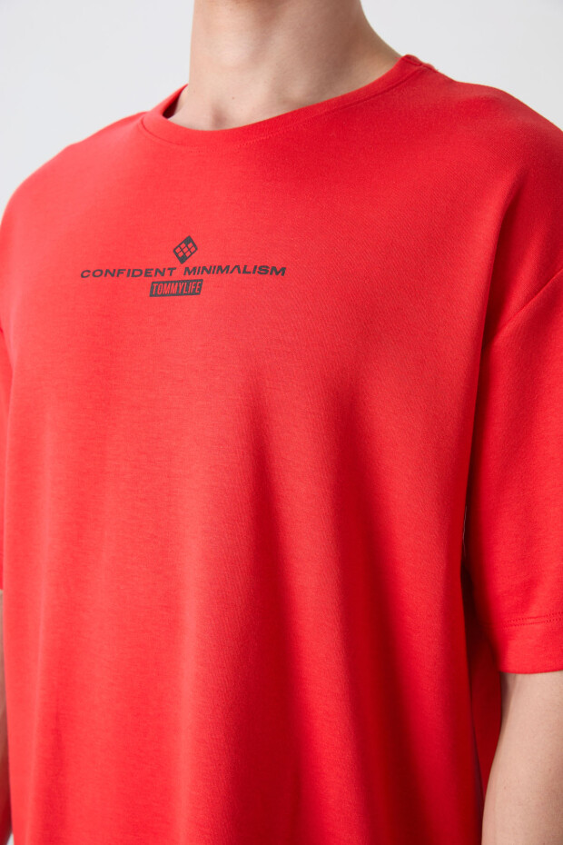 Fiesta Pamuklu Kalın Yumuşak Dokulu Oversize Fit Baskılı Erkek T-Shirt - 88321 - 3