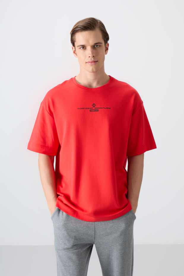 Fiesta Pamuklu Kalın Yumuşak Dokulu Oversize Fit Baskılı Erkek T-Shirt - 88321