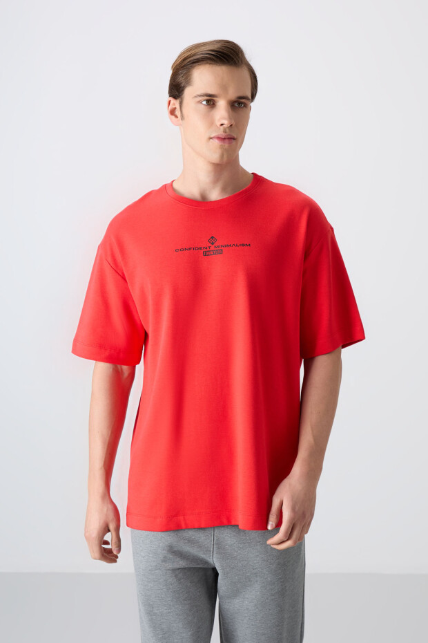 Fiesta Pamuklu Kalın Yumuşak Dokulu Oversize Fit Baskılı Erkek T-Shirt - 88321