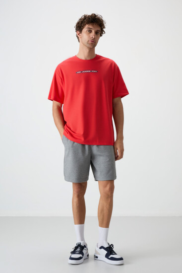 Fiesta Pamuklu Kalın Yüzeyi Dokulu Oversize Fit Baskılı Erkek T-Shirt - 88365 - Air Jones (1)