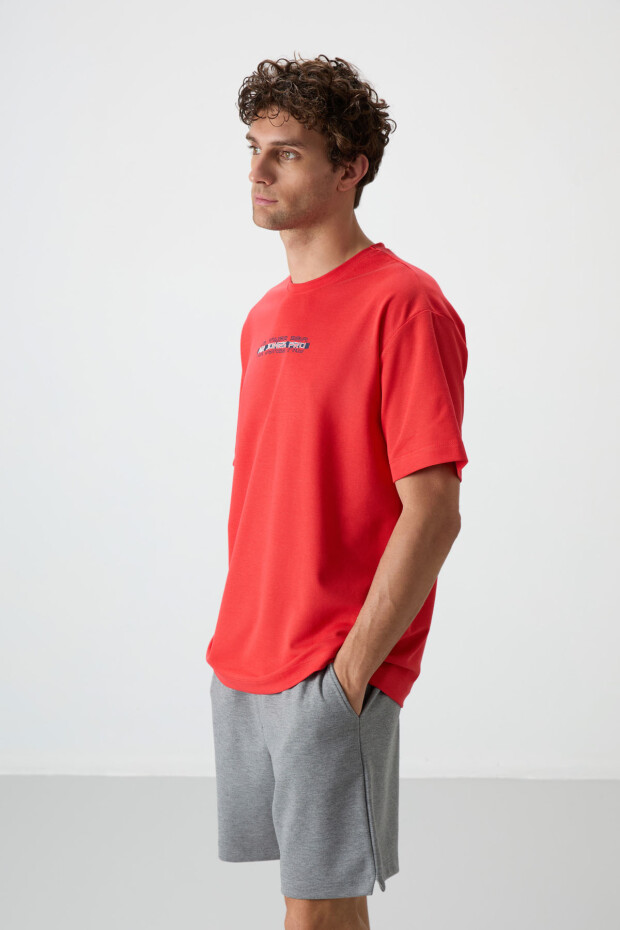 Fiesta Pamuklu Kalın Yüzeyi Dokulu Oversize Fit Baskılı Erkek T-Shirt - 88365 - 4