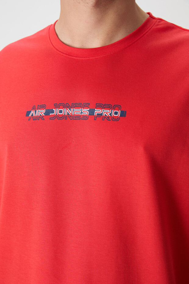 Fiesta Pamuklu Kalın Yüzeyi Dokulu Oversize Fit Baskılı Erkek T-Shirt - 88365 - 3