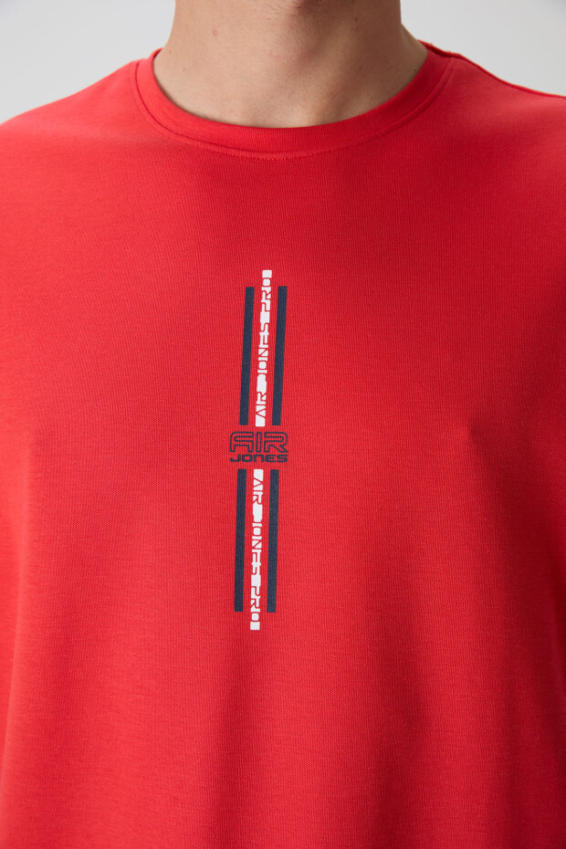 Fiesta Pamuklu Kalın Yüzeyi Dokulu Oversize Fit Baskılı Erkek T-Shirt - 88366 - 3