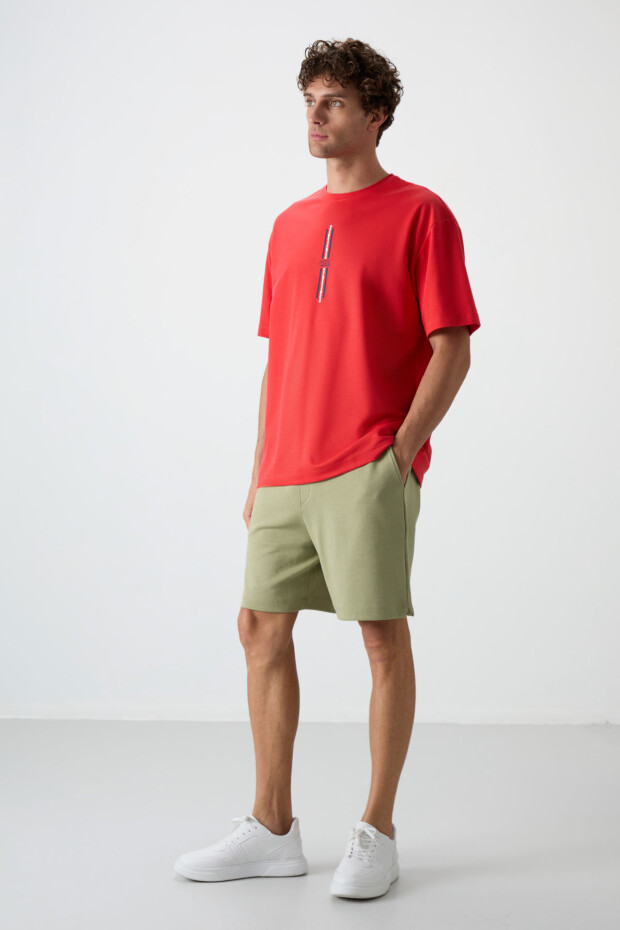 Fiesta Pamuklu Kalın Yüzeyi Dokulu Oversize Fit Baskılı Erkek T-Shirt - 88366 - 2