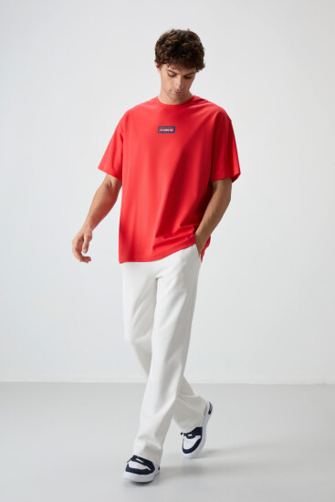 Fiesta Pamuklu Kalın Yüzeyi Dokulu Oversize Fit Baskılı Erkek T-Shirt - 88367 - Air Jones (1)