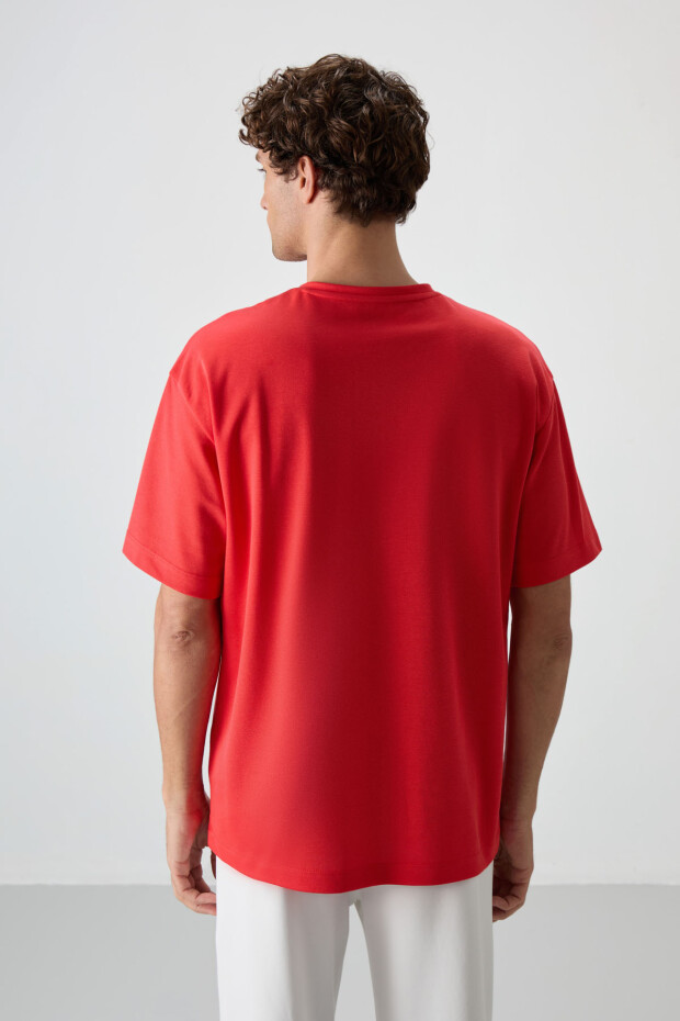 Fiesta Pamuklu Kalın Yüzeyi Dokulu Oversize Fit Baskılı Erkek T-Shirt - 88367 - 5