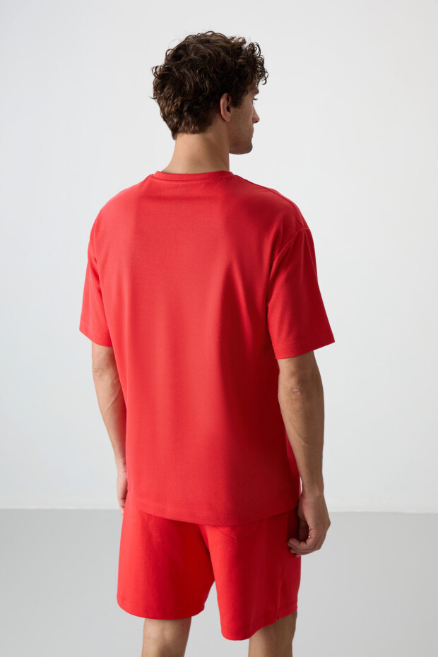 Fiesta Pamuklu Kalın Yüzeyi Dokulu Oversize Fit Baskılı Erkek T-Shirt - 88368 - 5