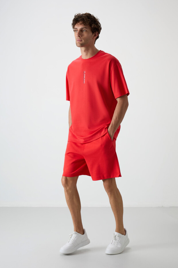 Fiesta Pamuklu Kalın Yüzeyi Dokulu Oversize Fit Baskılı Erkek T-Shirt - 88368 - 3