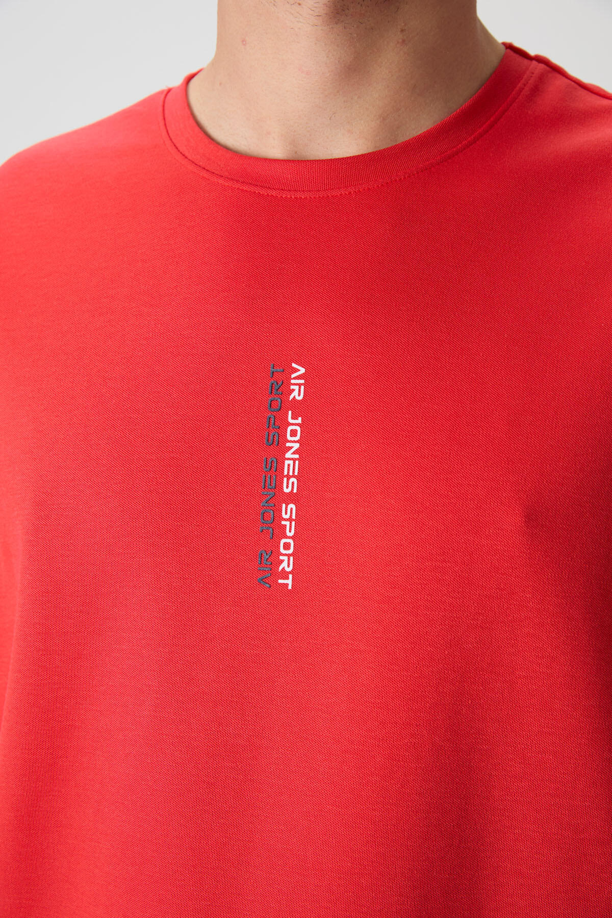 Fiesta Pamuklu Kalın Yüzeyi Dokulu Oversize Fit Baskılı Erkek T-Shirt - 88368 - Air Jones (1)