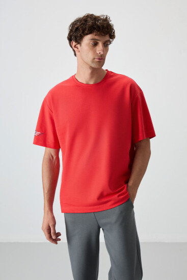 Fiesta Pamuklu Kalın Yüzeyi Dokulu Oversize Fit Baskılı Erkek T-Shirt - 88369 
