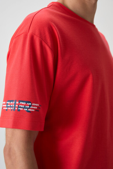 Fiesta Pamuklu Kalın Yüzeyi Dokulu Oversize Fit Baskılı Erkek T-Shirt - 88369 - Air Jones (1)