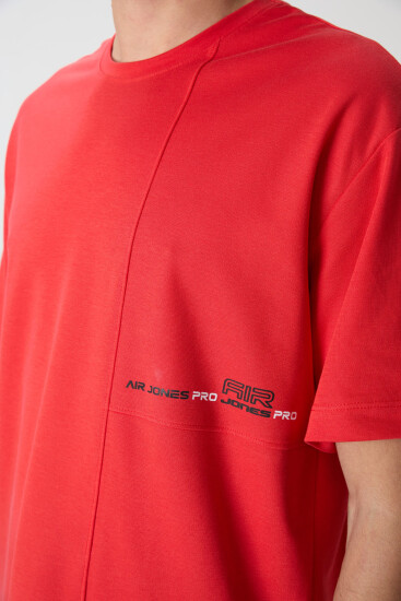 Fiesta Pamuklu Kalın Yüzeyi Dokulu Oversize Fit Baskılı Erkek T-Shirt - 88370 - Air Jones (1)