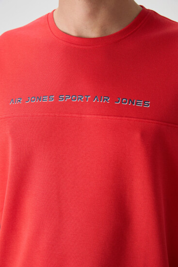 Fiesta Pamuklu Kalın Yüzeyi Dokulu Oversize Fit Baskılı Erkek T-Shirt - 88371 - Air Jones (1)