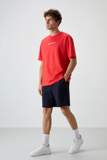 Fiesta Pamuklu Kalın Yüzeyi Dokulu Oversize Fit Baskılı Erkek T-Shirt - 88372 - Air Jones (1)