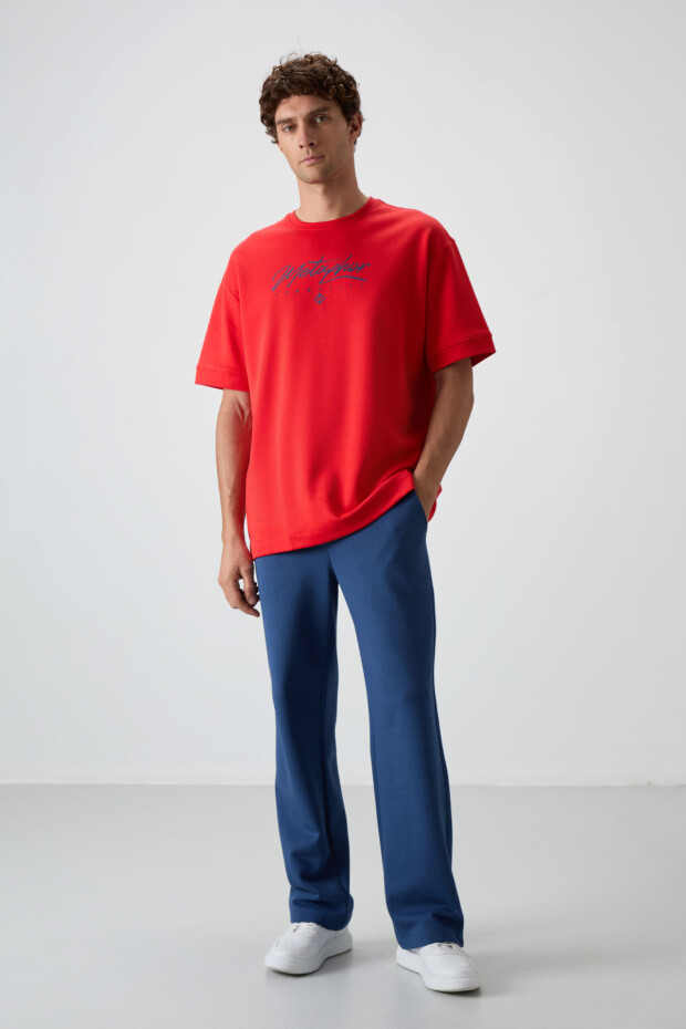 Fiesta-Parlament Pamuklu Kalın Yumuşak Dokulu Oversize Fit Baskılı Erkek T-Shirt - 88320 - 3