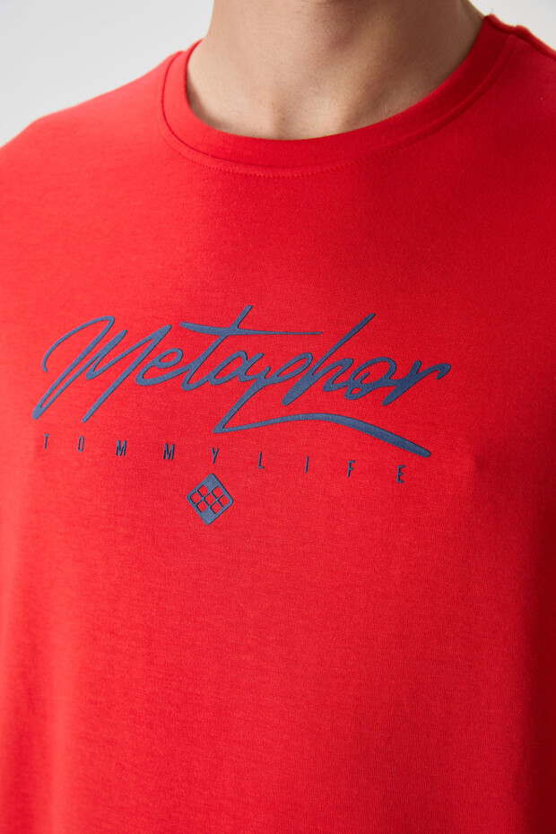 Fiesta-Parlament Pamuklu Kalın Yumuşak Dokulu Oversize Fit Baskılı Erkek T-Shirt - 88320 - 2