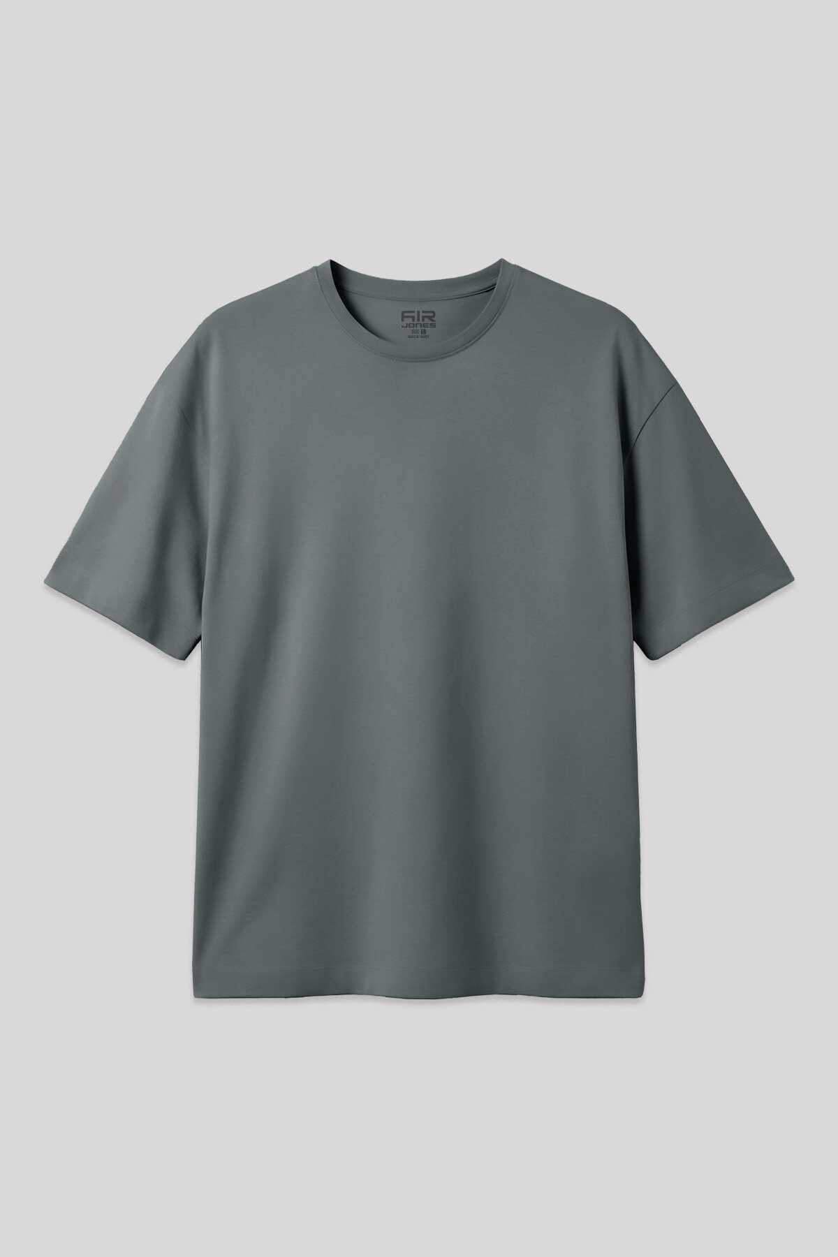 Haki %100 Pamuk Kalın Yumuşak Dokulu Oversize Fit Basic Erkek T-Shirt - 88353 - Air Jones