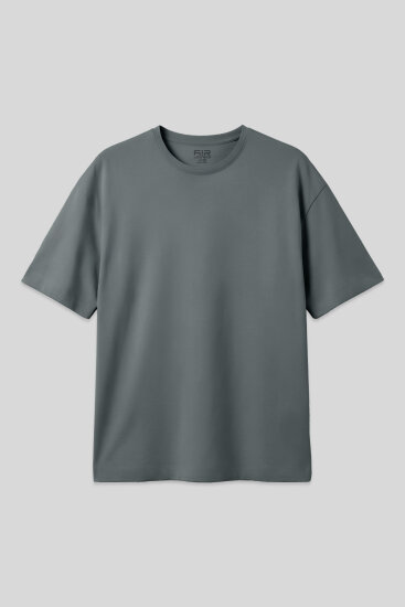 Haki %100 Pamuk Kalın Yumuşak Dokulu Oversize Fit Basic Erkek T-Shirt - 88353 