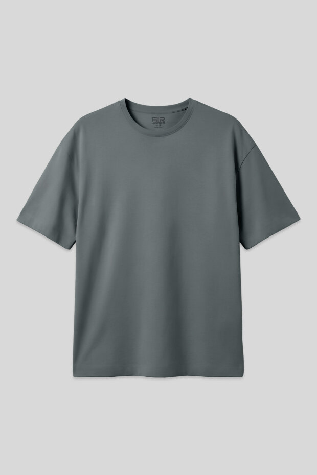 Haki %100 Pamuk Kalın Yumuşak Dokulu Oversize Fit Basic Erkek T-Shirt - 88353 - 1