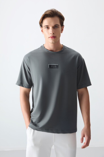 Haki Pamuklu Kalın Yumuşak Daokulu Oversize Fit Baskılı Erkek T-Shirt - 88376 