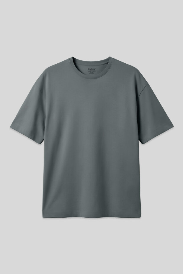 Haki Pamuklu Kalın Yumuşak Dokulu Oversize Fit Basic Erkek T-Shirt - 88377 - 1