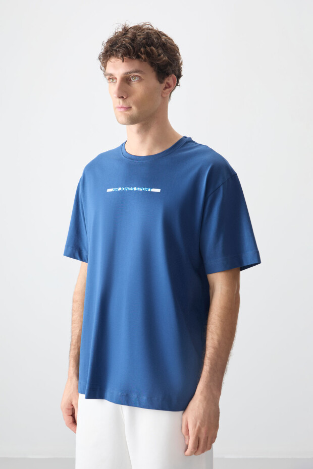 Parlament %100 Pamuk Kalın Yumuşak Dokulu Oversize Fit Baskılı Erkek T-Shirt - 88358 - 4