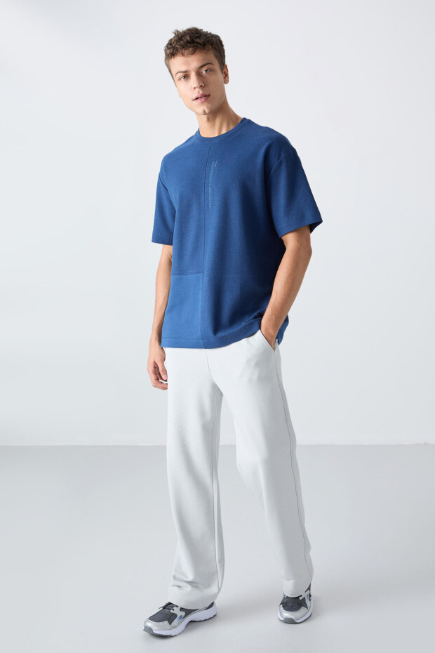 Parlament Pamuklu Kalın Yüzeyi Dokulu Oversize Fit Basic Erkek T-Shirt - 88337 - 2