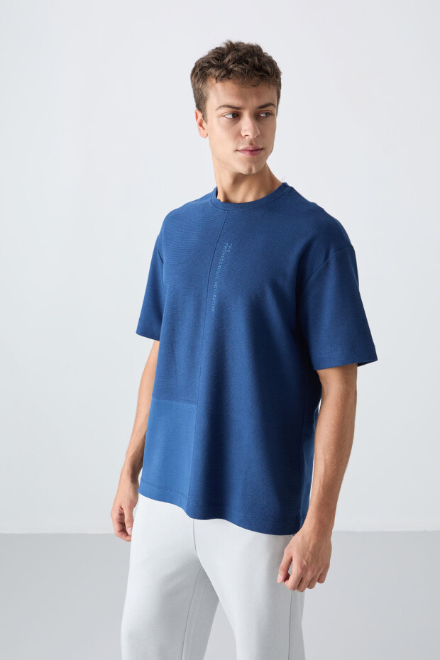 Parlament Pamuklu Kalın Yüzeyi Dokulu Oversize Fit Basic Erkek T-Shirt - 88337 - 1