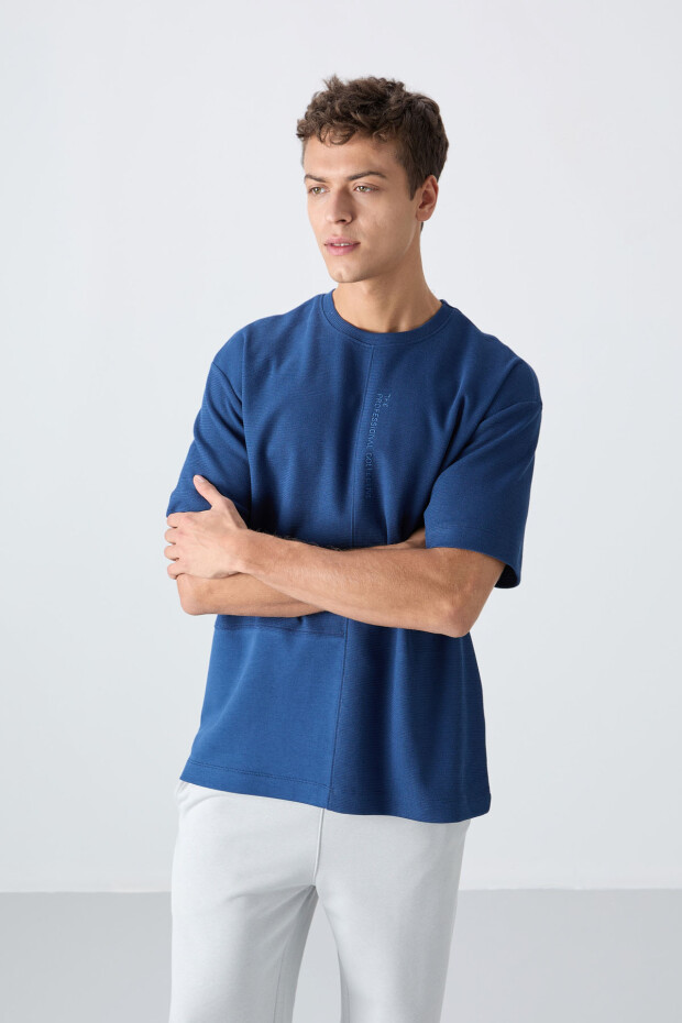 Parlament Pamuklu Kalın Yüzeyi Dokulu Oversize Fit Basic Erkek T-Shirt - 88337 - 5