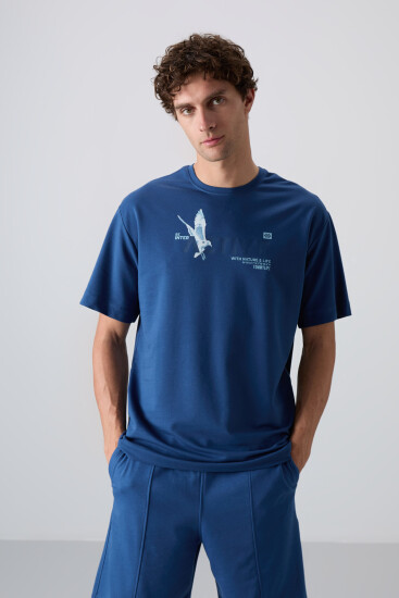 Parlament Pamuklu Kalın Yumuşak Dokulu Oversize Fit Baskılı Erkek T-Shirt - 88344 