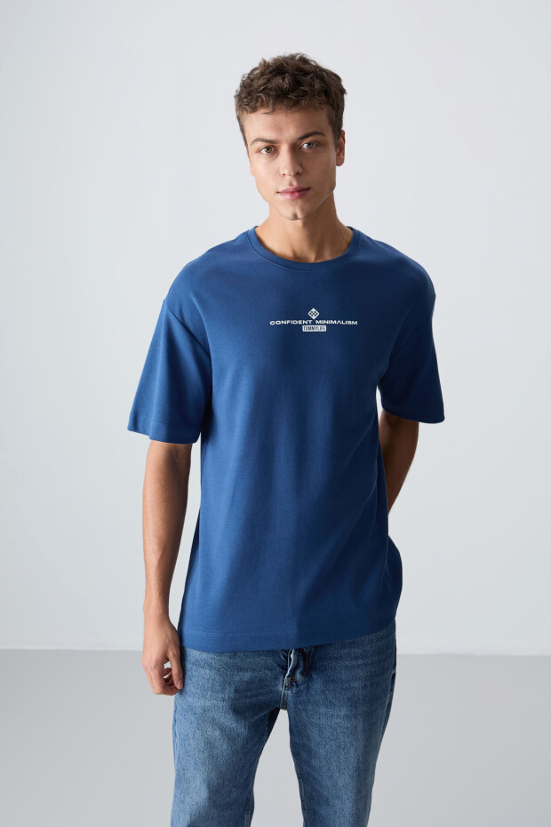 Parlament Pamuklu Kalın Yumuşak Dokulu Oversize Fit Baskılı Erkek T-Shirt - 88321 - 1