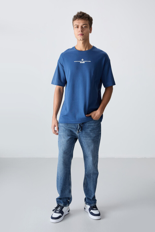 Parlament Pamuklu Kalın Yumuşak Dokulu Oversize Fit Baskılı Erkek T-Shirt - 88321 - 2