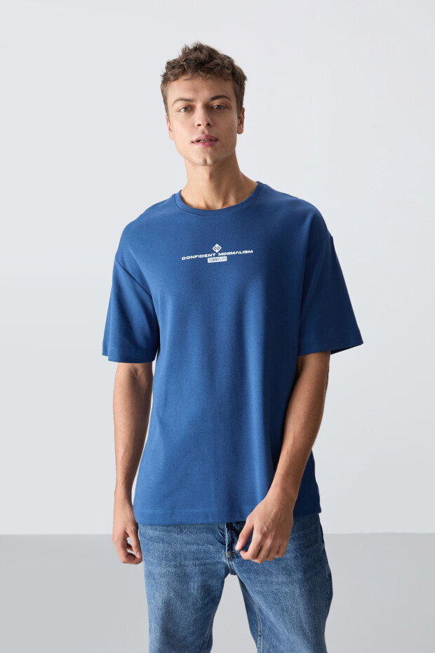 Parlament Pamuklu Kalın Yumuşak Dokulu Oversize Fit Baskılı Erkek T-Shirt - 88321 - 4