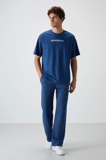 Parlament Pamuklu Kalın Yüzeyi Dokulu Oversize Fit Baskılı Erkek T-Shirt - 88365 - Air Jones (1)