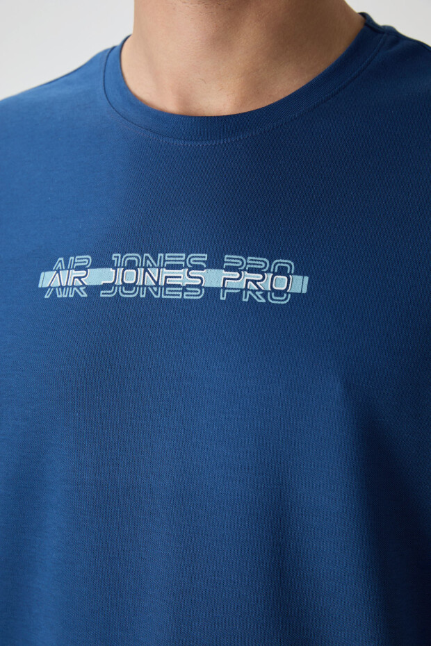 Parlament Pamuklu Kalın Yüzeyi Dokulu Oversize Fit Baskılı Erkek T-Shirt - 88365 - 3