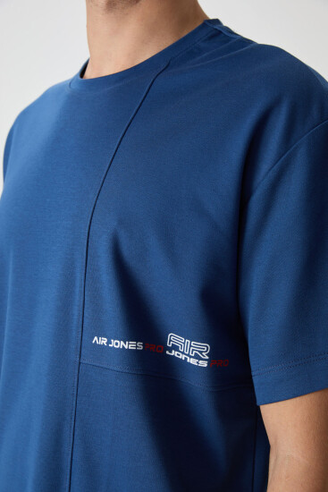 Parlament Pamuklu Kalın Yüzeyi Dokulu Oversize Fit Baskılı Erkek T-Shirt - 88370 - Air Jones (1)