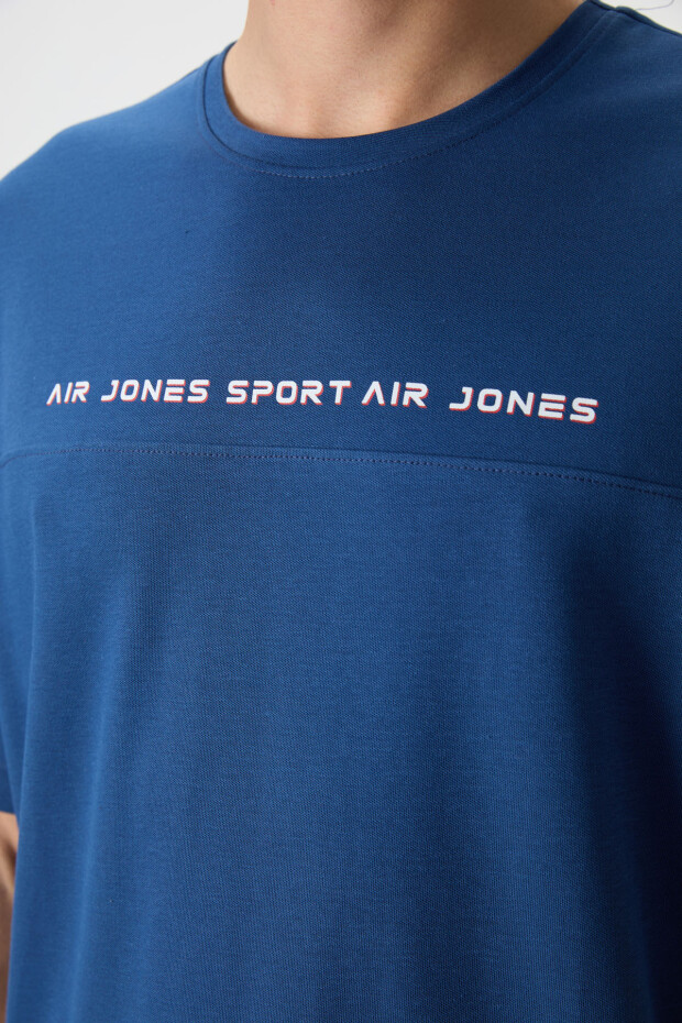 Parlament Pamuklu Kalın Yüzeyi Dokulu Oversize Fit Baskılı Erkek T-Shirt - 88371 - 2