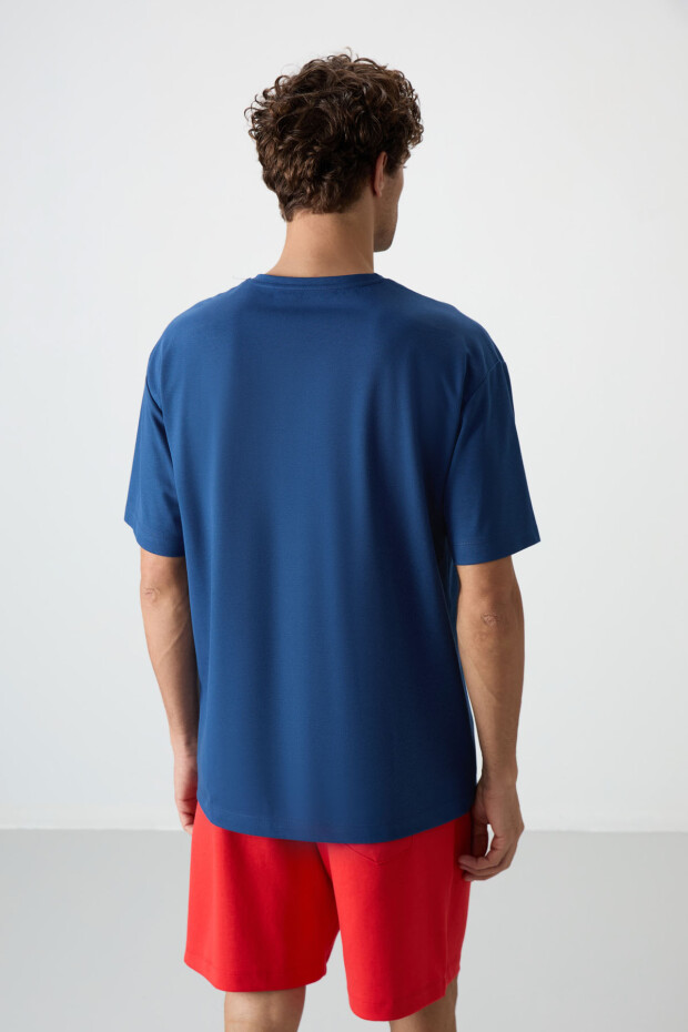 Parlament Pamuklu Kalın Yüzeyi Dokulu Oversize Fit Baskılı Erkek T-Shirt - 88371 - 5