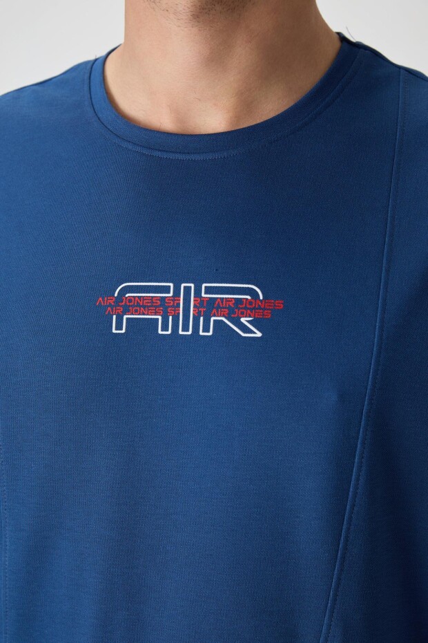 Parlament Pamuklu Kalın Yüzeyi Dokulu Oversize Fit Baskılı Erkek T-Shirt - 88372 - 2